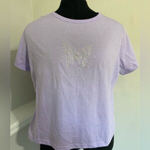 Rue 21+ size 2x Lavender Crop Top with rhinestone butterfly on the front